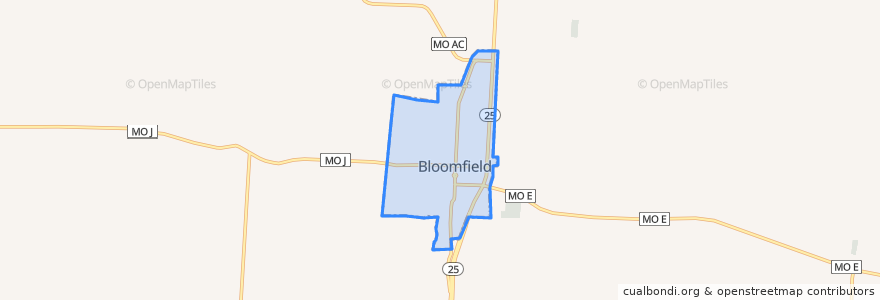 Mapa de ubicacion de Bloomfield.