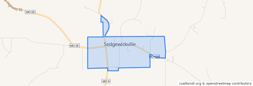 Mapa de ubicacion de Sedgewickville.