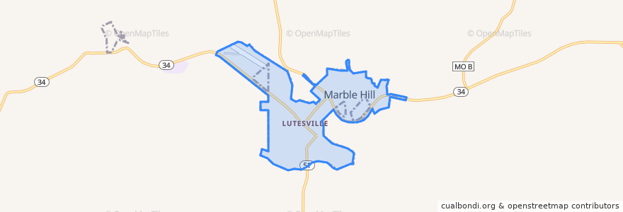 Mapa de ubicacion de Marble Hill.