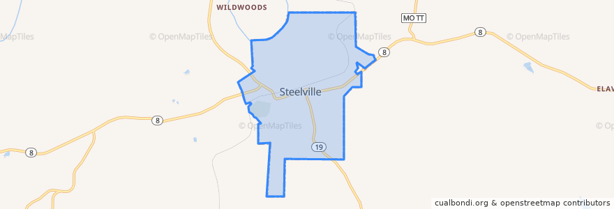 Mapa de ubicacion de Steelville.