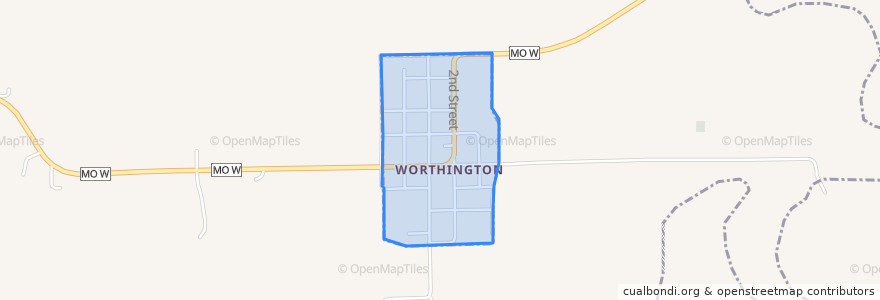 Mapa de ubicacion de Worthington.