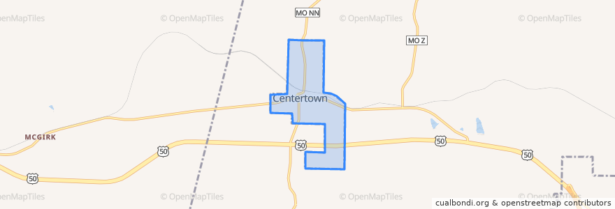 Mapa de ubicacion de Centertown.