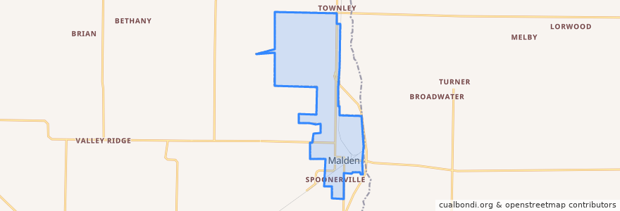 Mapa de ubicacion de Malden.