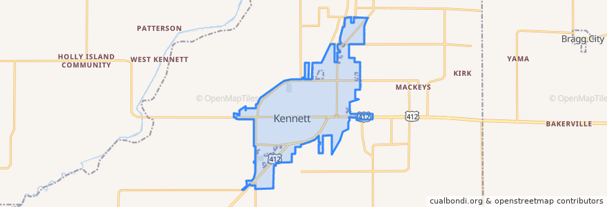 Mapa de ubicacion de Kennett.