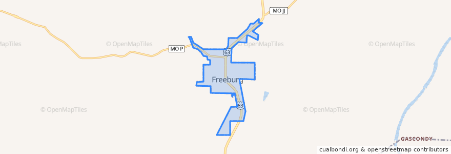 Mapa de ubicacion de Freeburg.