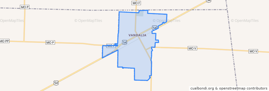 Mapa de ubicacion de Vandalia.