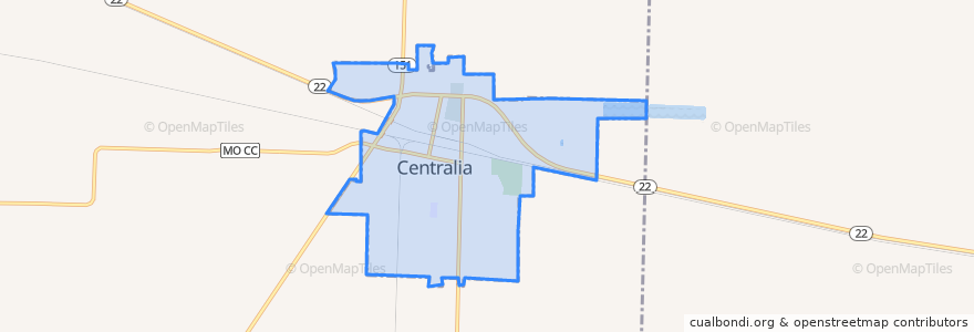 Mapa de ubicacion de Centralia.