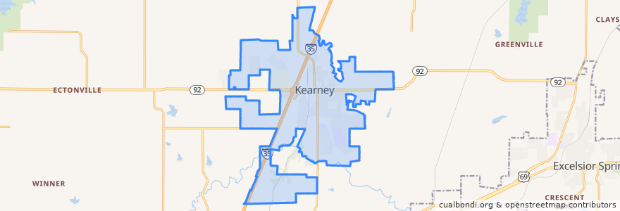 Mapa de ubicacion de Kearney.