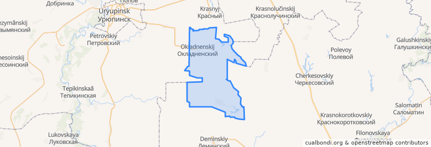 Mapa de ubicacion de Окладненское сельское поселение.