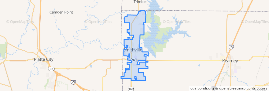 Mapa de ubicacion de Smithville.