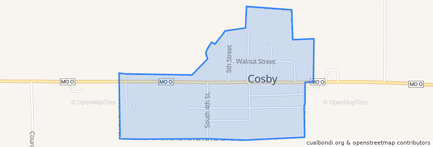 Mapa de ubicacion de Cosby.