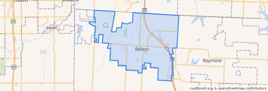 Mapa de ubicacion de Belton.