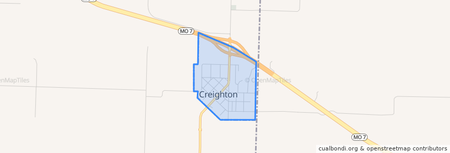 Mapa de ubicacion de Creighton.