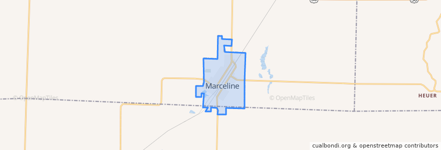 Mapa de ubicacion de Marceline.