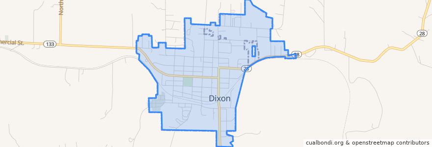 Mapa de ubicacion de Dixon.