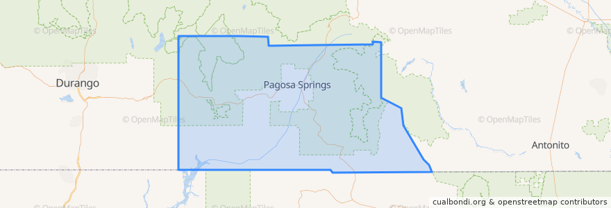 Mapa de ubicacion de Archuleta County.