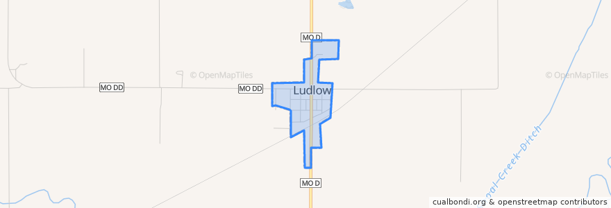 Mapa de ubicacion de Ludlow.