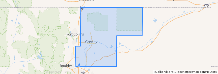 Mapa de ubicacion de Weld County.