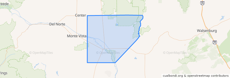 Mapa de ubicacion de Alamosa County.