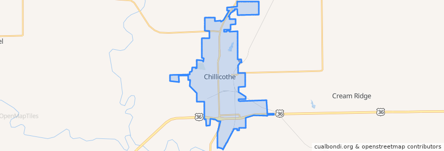 Mapa de ubicacion de Chillicothe.