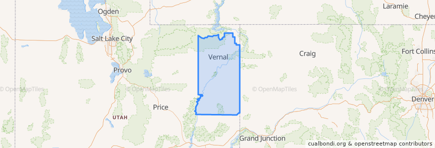 Mapa de ubicacion de Uintah County.