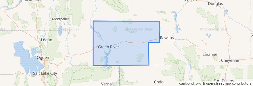 Mapa de ubicacion de Sweetwater County.