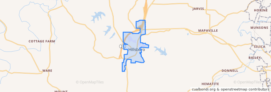 Mapa de ubicacion de Hillsboro.