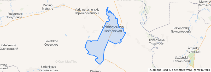 Mapa de ubicacion de Нехаевское сельское поселение.