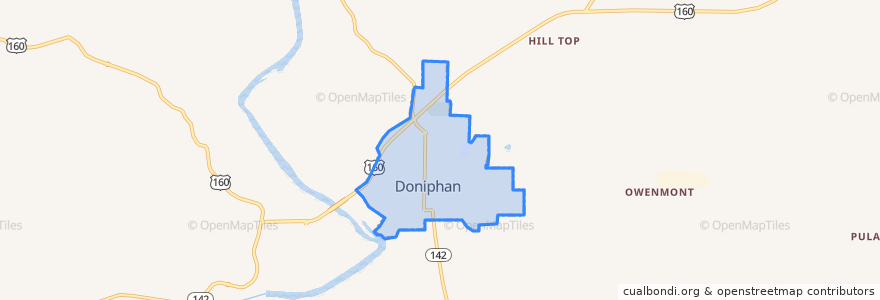 Mapa de ubicacion de Doniphan.