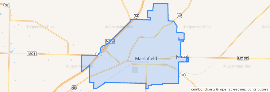 Mapa de ubicacion de Marshfield.