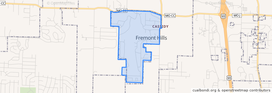 Mapa de ubicacion de Fremont Hills.