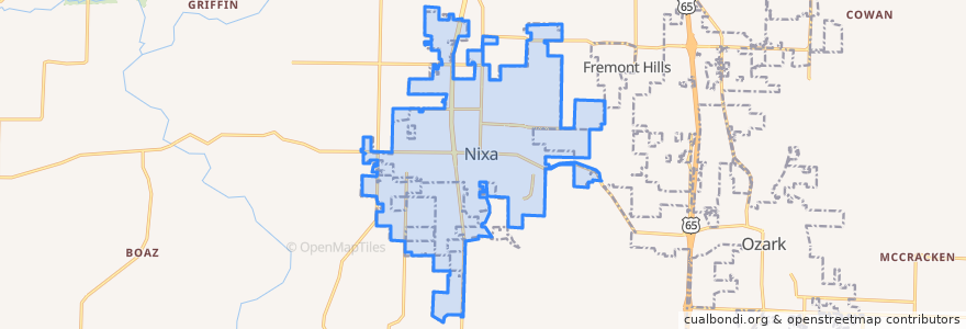 Mapa de ubicacion de Nixa.