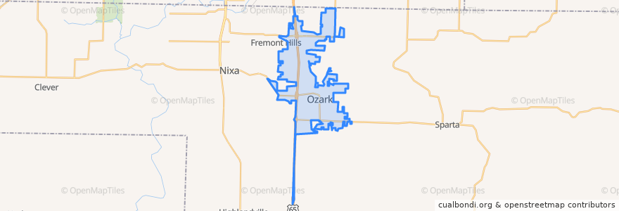 Mapa de ubicacion de Ozark.