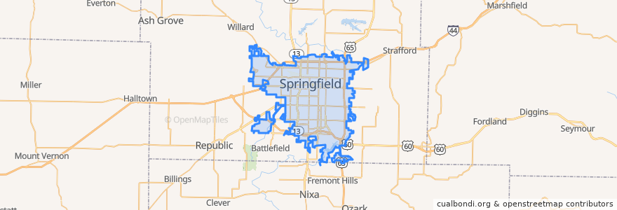 Mapa de ubicacion de Springfield.