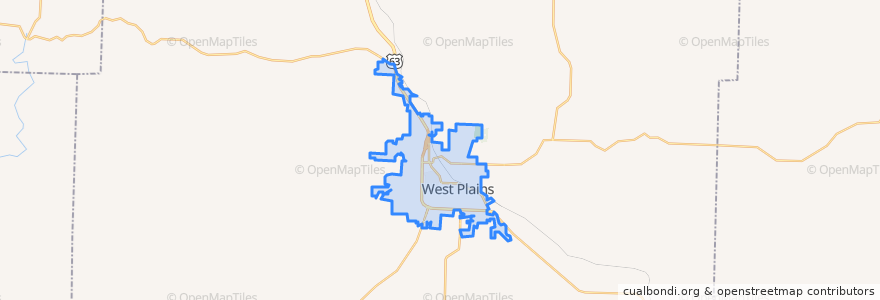 Mapa de ubicacion de West Plains.