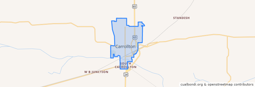 Mapa de ubicacion de Carrollton.