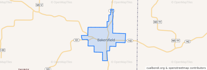 Mapa de ubicacion de Bakersfield.