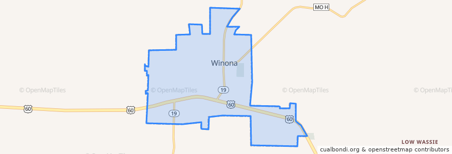 Mapa de ubicacion de Winona.