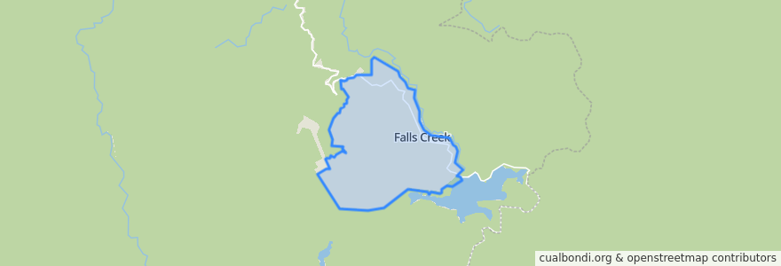 Mapa de ubicacion de Falls Creek Alpine Resort.