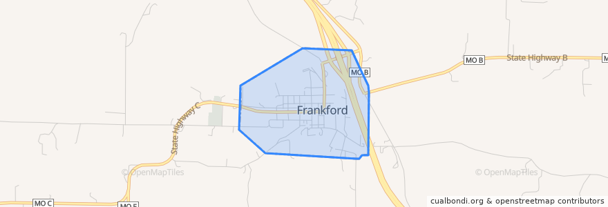 Mapa de ubicacion de Frankford.