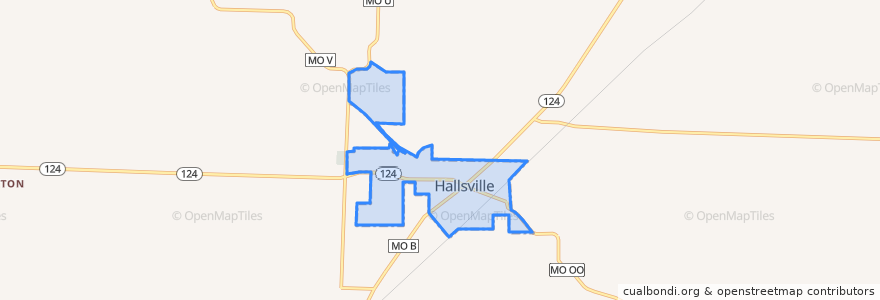 Mapa de ubicacion de Hallsville.