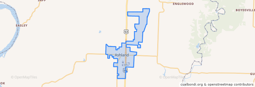 Mapa de ubicacion de Ashland.