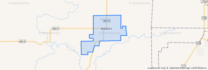 Mapa de ubicacion de Ridgely.