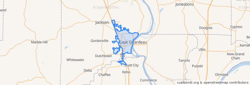 Mapa de ubicacion de Cape Girardeau.