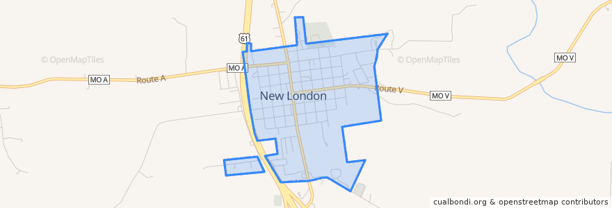 Mapa de ubicacion de New London.