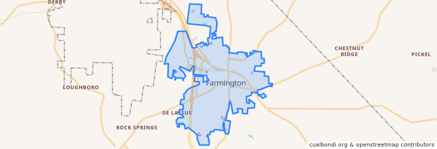 Mapa de ubicacion de Farmington.