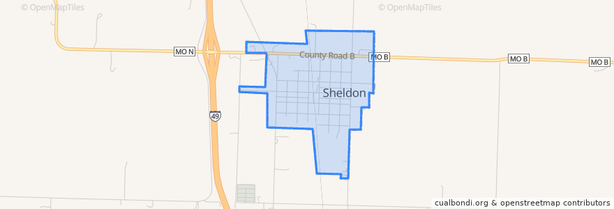 Mapa de ubicacion de Sheldon.