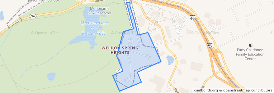 Mapa de ubicacion de Weldon Spring Heights.