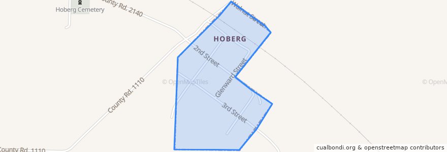 Mapa de ubicacion de Hoberg.