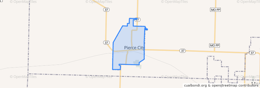 Mapa de ubicacion de Pierce City.